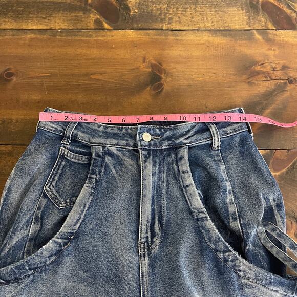 Akira ride the wave wide leg denim jeans Acid Wash Women's Size 27 5 Grunge Rave - Picture 11 of 14